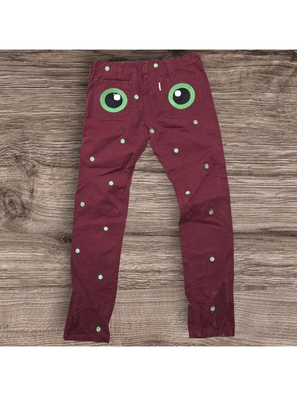 Devil Nut Under Red Flag Pants Green Eye Design Medium